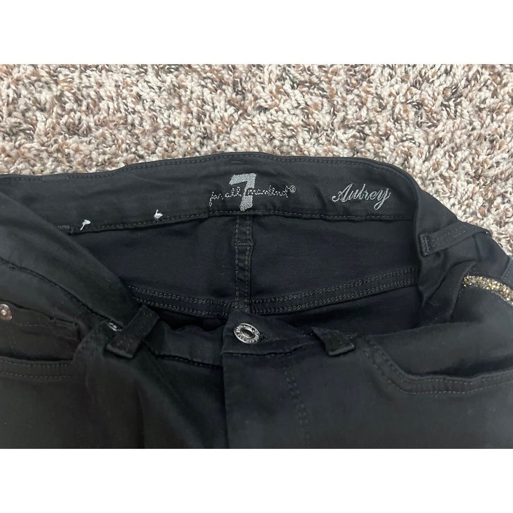 7 For All Mankind Aubrey Caviar Side Stripe Slim Illusion Jeans Black 26 (0621) - Picture 5 of 10